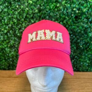 NWT Pink Sequin Chanille Patched Mama Pink Mesh Snapback Hat